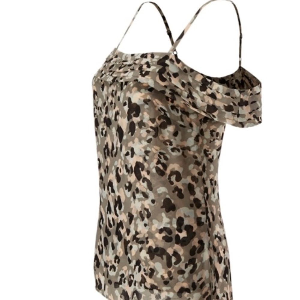 Tiered CAbi top patterned with camo print, but very feminine.